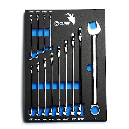 Capri Tools Combination Wrench Set W The Mechanic's Tray, SAE 14 to 1, 13Pcs CP11490MT